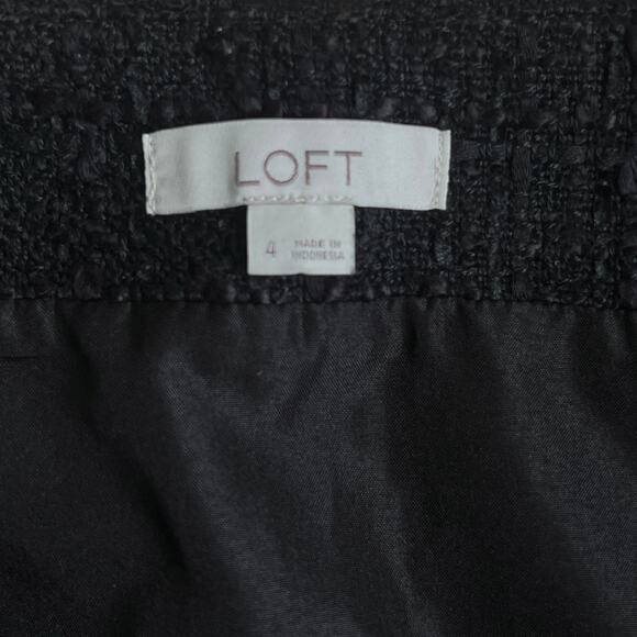 LOFT Black Tweed Double-Breasted Mini Skirt 4 - Picture 4 of 6